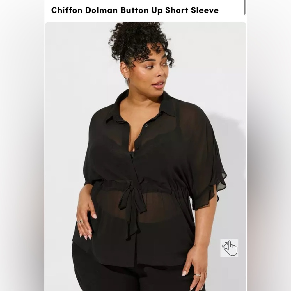torrid Black Chiffon Dolman Button-Up Top